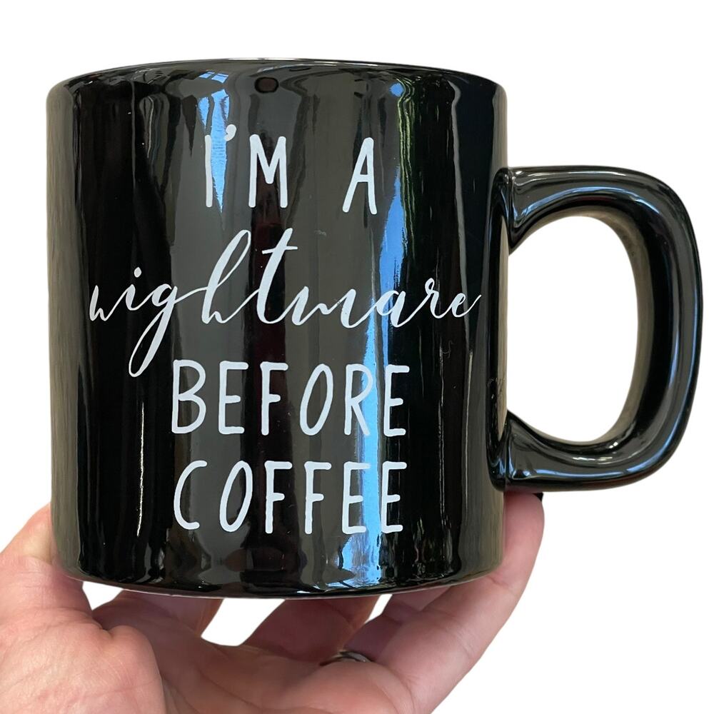 Halloween Mug I'm A Nightmare Before Coffee with Black Spider on Bottom Inside